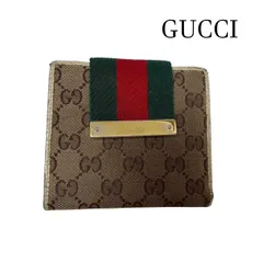 グッチ　GUCCI　シェリーライン　GGキャンバスレザー2つ折り財布　【ホック不良】