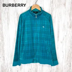 BURBERRY BLACK LABEL バーバリーブラックレーベル ホース ロゴ刺繍 チェック ベロア フルジップアップ パーカー トラックジャケット ブルーのサムネイル