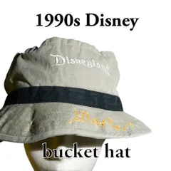 1990s Disney ディズニー オフィシャル ヴィンテージ バケット ハット 刺繍 ミッキーマウス チェーンステッチ チェーン刺繍 ベージュ ポークパイ USA アメリカ ストリート グラフィティー フォント