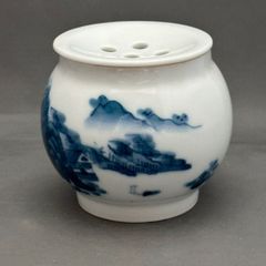 中国 清時代 染付 壺 陶磁器 手描き 山水画 - メルカリ