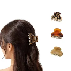 【新品】 ヘアクリップ 3個セット 髪留め クリップ 小さめ バンスクリップ 大人可愛い アセテート ヘアクリップ ハーフアップ しっかりとまる シンプルレディース ヘアアクセサリー 通勤 デート ギフト (S) 1