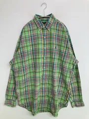 Ralph Lauren ラルフローレン シャツ/ブラウス L ライトグリーン コットン チェック柄 ワンポイント ブランドロゴ ミドル丈 長袖 ボタンダウン