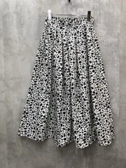 LHELBIE レルビエ ヒョウ柄 フレア ロング スカート 綺麗め 上品 カジュアルsizeM/ホワイト/×ブラック ■◇ レディース
