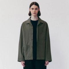 MUJI Labo リネンリヨセル ジップアップワークシャツ カーキ M タグ付