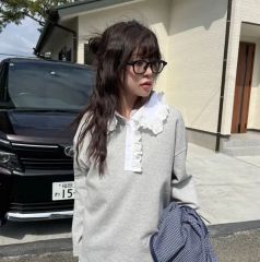 Coyseioフリル付きオフショルダー長袖トップス グレー COYSEIOグレー オフショルダートップス長袖 トップス フリル付き