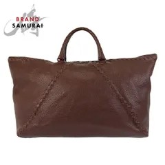 美品 BOTTEGAVENETA ボッテガヴェネタ イントレチャート ブラウン レザー トートバッグ ハンドバッグ メンズ 502249【中古】