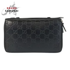 GUCCI グッチ グッチシマ ブラック 黒 シルバー金具 レザー 395474 長財布 オーガナイザー メンズ 600786【中古】