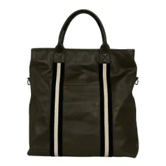 BALLY(バリー) ハンドバッグ - カーキ×黒×ベージュ レザー