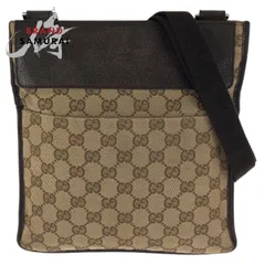 GUCCI グッチ ベージュ ダークブラウン  GGキャンバス/レザー 27639 ショルダーバッグ ポシェット レディース 601555【中古】