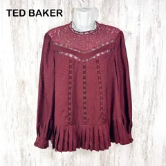 美品 TED BAKER テッドベイカー レオパード 花柄 レース ドット プリーツ ロングスリーブ ブラウス レッド レディース 長袖 トップスのサムネイル