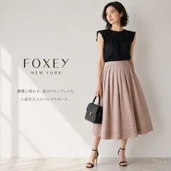 【極美品】【クリーニング済】【参考価格52,920円】FOXEY NEW YORK 39927 フォクシーニューヨーク 38 ローズ スカート リネンベル リネンフェイスストレッチ 美シルエット 上品 日本製
