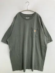 Carhartt カーハート Tシャツ/カットソー 2XL TALL カーキ 無地 ワンポイント ブランドロゴ ミドル丈 半袖 クルーネック(丸首)