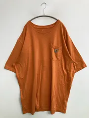 Carhartt カーハート Tシャツ/カットソー 2XL Tall オレンジ 無地 ワンポイント ブランドロゴ ミドル丈 半袖 クルーネック(丸首)