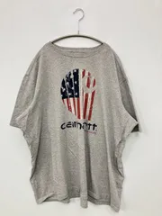 Carhartt カーハート Tシャツ/カットソー 2XL グレー 前面プリント ブランドロゴ ミドル丈 半袖 クルーネック(丸首)