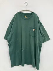 Carhartt カーハート Tシャツ/カットソー 2XL グリーン 無地 ワンポイント ブランドロゴ ミドル丈 半袖 クルーネック(丸首)