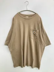 Carhartt カーハート Tシャツ/カットソー ベージュ 無地 ワンポイント ブランドロゴ ミドル丈 半袖 クルーネック(丸首)