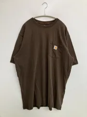 Carhartt カーハート Tシャツ/カットソー XL TALL ブラウン 無地 ワンポイント ブランドロゴ ミドル丈 半袖 クルーネック(丸首)