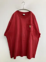 Carhartt カーハート Tシャツ/カットソー XL レッド 無地 ワンポイント ブランドロゴ ミドル丈 半袖 クルーネック(丸首)