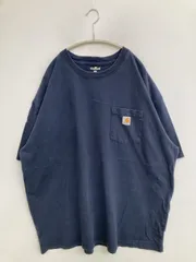 Carhartt カーハート Tシャツ/カットソー 2XL ネイビー 無地 ワンポイント ブランドロゴ ミドル丈 半袖 クルーネック(丸首)