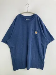 Carhartt カーハート Tシャツ/カットソー 2XL ブルー 無地 ワンポイント ブランドロゴ ミドル丈 半袖 クルーネック(丸首)