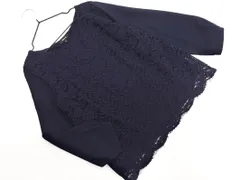 COMME CA ISM コムサイズム 切替 レース 長袖 ブラウス シャツ size7/紺 ■◇ レディース