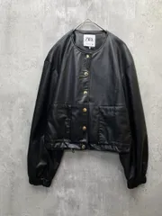 ZARA ザラ クロップドフィットフェイクレザー ジャケット sizeXS/ブラック ■◇◎レディース