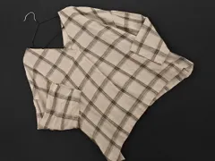 B:MING ｂｙ BEAMS リネン100% チェック Vネック ワイド幅 長袖 ブラウス シャツ sizeM/ライトベージュ ■◇ レディースのサムネイル