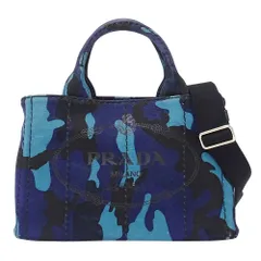 プラダ PRADA バッグ レディース ブランド トートバッグ ハンドバッグ ショルダーバッグ 2way カナパ ミニ キャンバス ネイビー B2439G カモフラージュ 迷彩 おしゃれ 【中古】