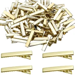 シンプル髪留め レディース 子供 しっかり 金具 手芸部品 DIY アクセサリー作り 前髪クリップ ステンレス ヘアスタイリング用 クリップ 散髪 前髪 ワニ口クリップ ダッカール 髪とめ （ゴールド） 50個セット 4.1CM ストレートやっとこピン ヘアバ