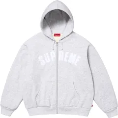 Supreme Arcs Thermal Lined Zip-Up Hooded Sweatshirt Ash Grey - 25FW M
