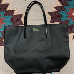 LACOSTE 幾何学模様 A4ブラック トートバッグ - メルカリ