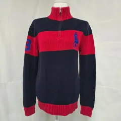 POLO RALPH LAUREN ポロラルフローレン ハーフジップ ビックポニー ニット レッド/ネイビー キッズ 14-16歳 1103