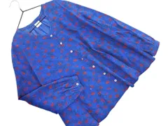 bulle de savon ビュルデサボン Vネック 総柄 ブラウス シャツ sizeF/青 ■◇ レディースのサムネイル