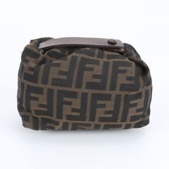 FENDI ミニ バニティバッグ ポーチ ズッカ キャンバス レザー ブラウン