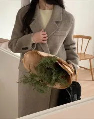 ヘリンボーン ウール100% ロングコート ハンドメイド