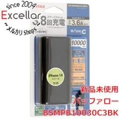 [bn:14] BUFFALO　モバイルバッテリー 10000mAh　BSMPB10030C3BK　ブラックのサムネイル
