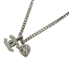 シャネル CHANEL ネックレス レディース ブランド メタル ラインストーン ココマーク ハート シルバー 09C アクセサリー【中古】