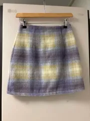 CHECK ウール ミニスカート PURPLE/イェロー