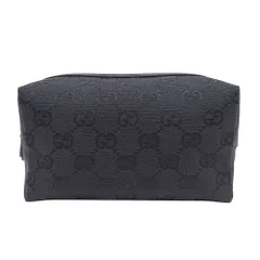 グッチ GUCCI ポーチ レディース ブランド GGキャンバス ブラック 29595 メイクポーチ 小物入れ おしゃれ ロゴ 可愛い 大人 【中古】