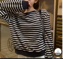 ストライプ 長袖 スウェット Tシャツ