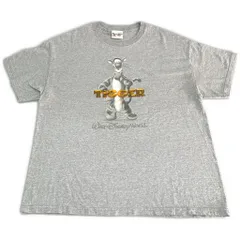 90年代 Disney ディズニー くまのプーさん ティガー 半袖Ｔシャツ アニメ キャラクター グレー(メンズ L相当)中古 古着 Y0088