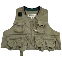 00年代 Columbia コロンビア PFG フィッシングベスト アウトドア カーキ(メンズ L)中古 古着 Y0162のサムネイル