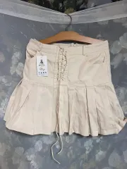 アイボリー プリーツ ミニスカート