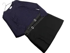 SONIA RYKIEL ソニアリキエル ラインストーン ボーダー ワンピース size40/チャコールｘ紺 ■◇ レディースのサムネイル
