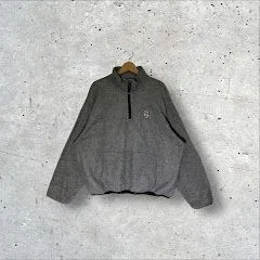vintage ヴィンテージ Champion チャンピオン フリースジャケット プルオーバー ハーフジップ Bears ホッケー リブ ロングスリーブ 長袖 フロント刺繡 ワンポイントロゴ オーバーサイズ ビックシルエット Mexico製 XLサイズ グレー
