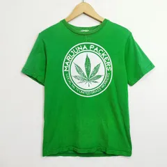 90s マリファナ 半袖 Tシャツ シングルステッチ クルーネック 70s ヴィンテージ 復刻 アメカジ ヒッピー パロディ BEAMS BOY マリファナパッカーズ  グリーン  D815のサムネイル