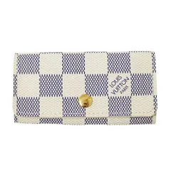 ルイ・ヴィトン LOUIS VUITTON キーケース ダミエ アズール レディース ブランド 4連キーケース ミュルティクレ 4 ホワイト 小さめ コンパクト おしゃれ 【中古】
