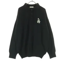 美品 FREAK'S STORE フリークスストア ＭＢＬロゴ刺_ 長袖 ポロ襟 ニット Ｆ ブラック系 メンズ 古着