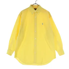 RALPH LAUREN ラルフローレン コットン ワンポイントロゴ 長袖 オックスフォードシャツ 7 イエロー ボタンダウン レディース 古着