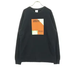 ZARA ザラ コットン フロントプリント 長袖 クルーネック スウェット トレーナー M ブラック メンズ 古着